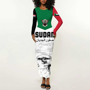 Custom Sudan Football Long Sleeve Bodycon Dress Yalla Sudan LT15