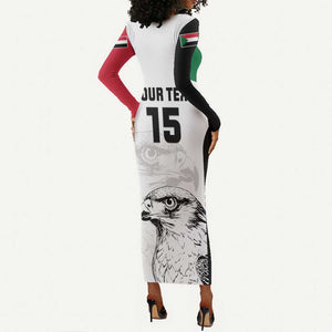 Custom Sudan Football Long Sleeve Bodycon Dress Yalla Sudan LT15