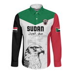 Custom Sudan Football Long Sleeve Button Shirt Yalla Sudan