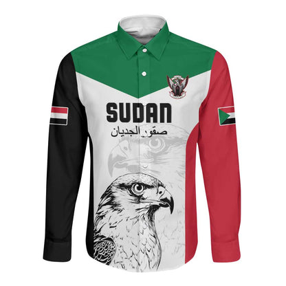 Custom Sudan Football Long Sleeve Button Shirt Yalla Sudan