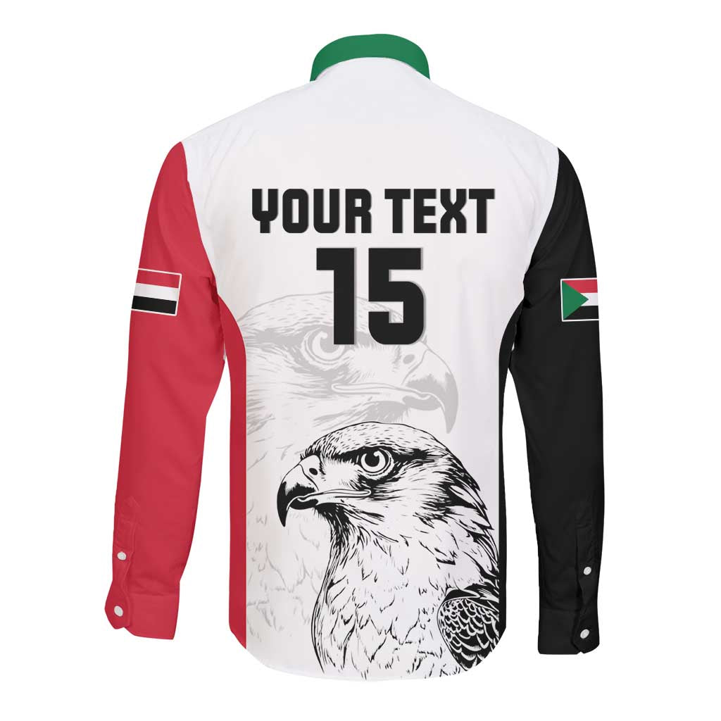 Custom Sudan Football Long Sleeve Button Shirt Yalla Sudan