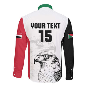 Custom Sudan Football Long Sleeve Button Shirt Yalla Sudan