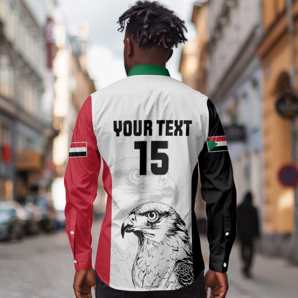 Custom Sudan Football Long Sleeve Button Shirt Yalla Sudan