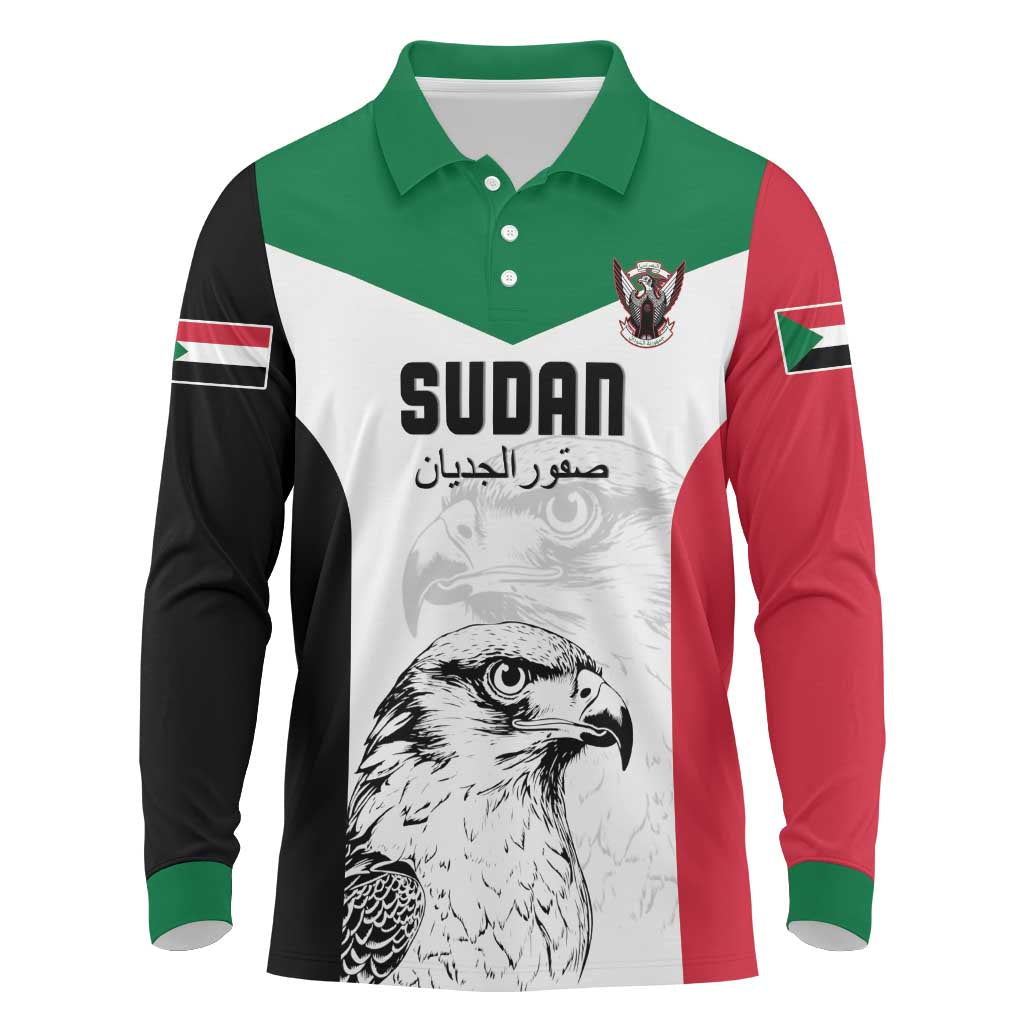 Custom Sudan Football Long Sleeve Polo Shirt Yalla Sudan