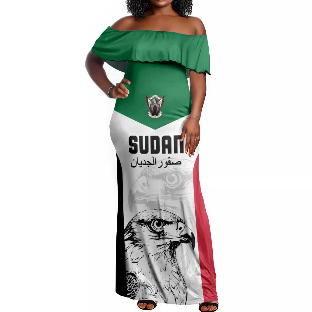 Custom Sudan Football Off Shoulder Maxi Dress Yalla Sudan