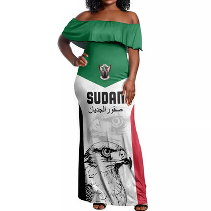 Custom Sudan Football Off Shoulder Maxi Dress Yalla Sudan