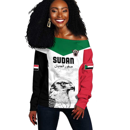 Custom Sudan Football Off Shoulder Sweater Yalla Sudan