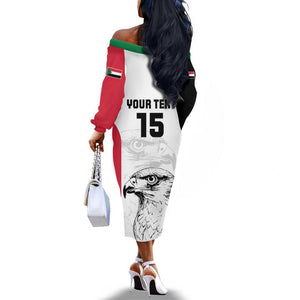 Custom Sudan Football Off The Shoulder Long Sleeve Dress Yalla Sudan
