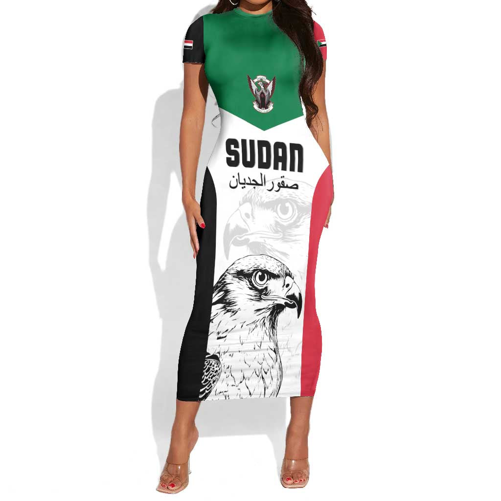 Custom Sudan Football Short Sleeve Bodycon Dress Yalla Sudan LT15