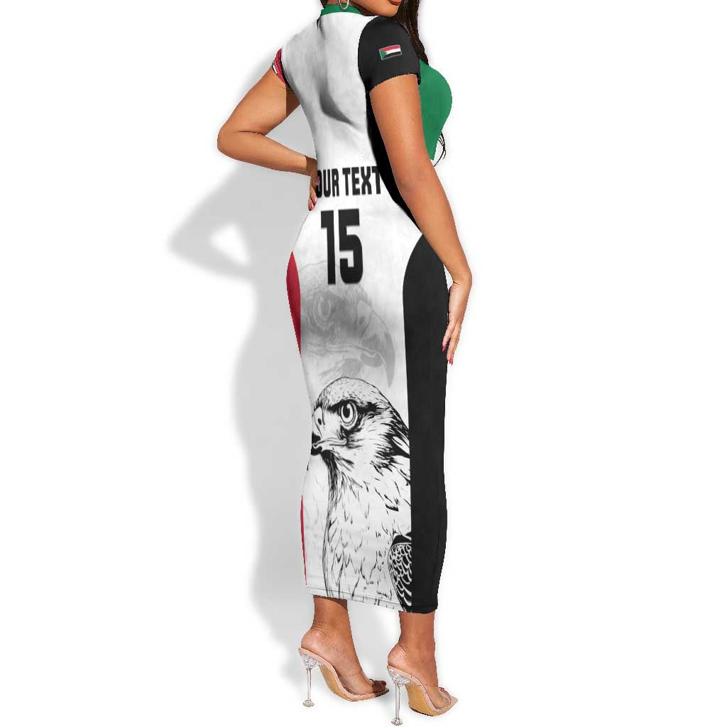 Custom Sudan Football Short Sleeve Bodycon Dress Yalla Sudan LT15