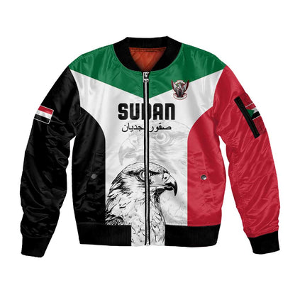 Custom Sudan Football Sleeve Zip Bomber Jacket Yalla Sudan