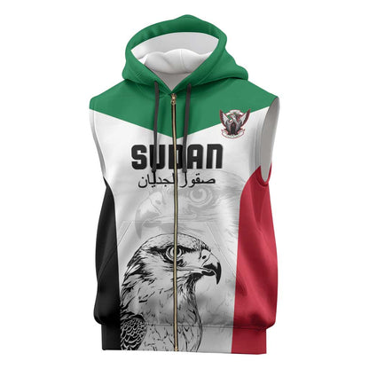 Custom Sudan Football Sleeveless Zip Hoodie Yalla Sudan - African Pride