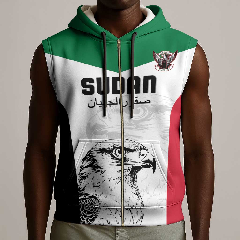Custom Sudan Football Sleeveless Zip Hoodie Yalla Sudan - African Pride