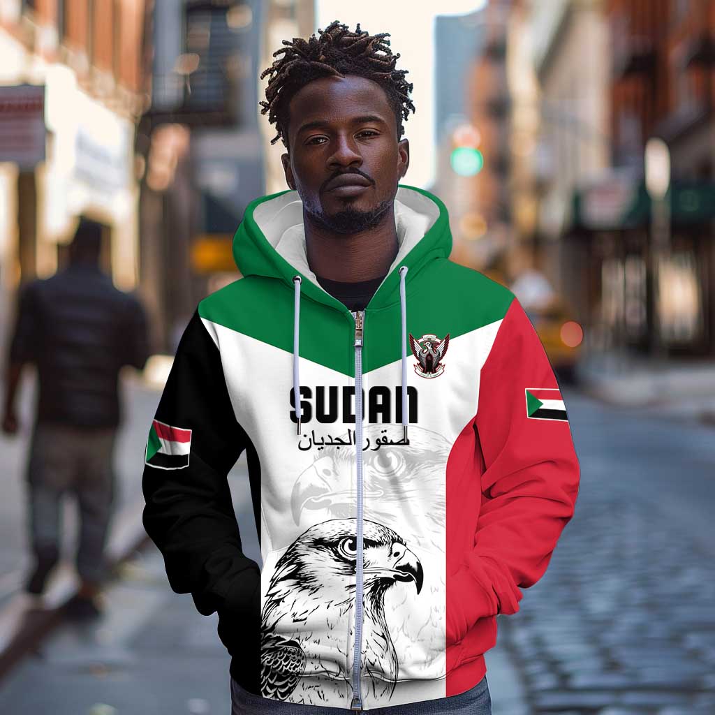 Custom Sudan Football Zip Hoodie Yalla Sudan