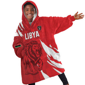 Custom Libya Football Kid Wearable Blanket Hoodie Yalla Libya