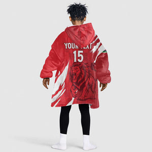 Custom Libya Football Kid Wearable Blanket Hoodie Yalla Libya