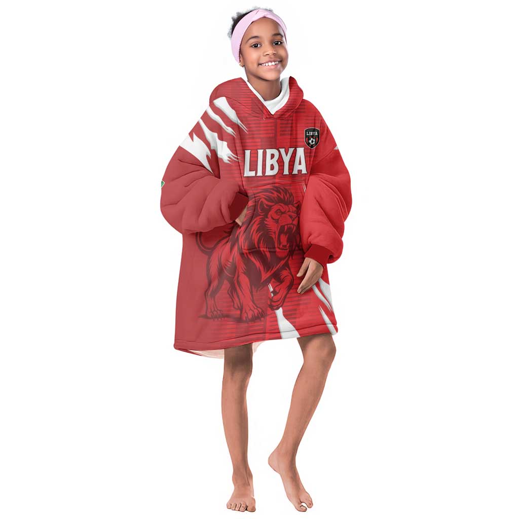 Custom Libya Football Kid Wearable Blanket Hoodie Yalla Libya