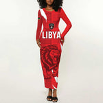 Custom Libya Football Long Sleeve Bodycon Dress Yalla Libya LT15