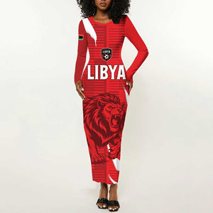 Custom Libya Football Long Sleeve Bodycon Dress Yalla Libya LT15