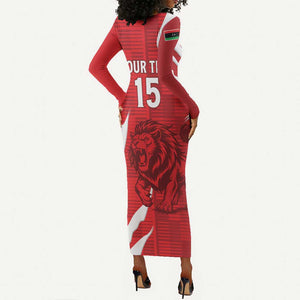 Custom Libya Football Long Sleeve Bodycon Dress Yalla Libya LT15