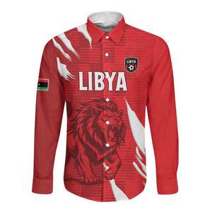 Custom Libya Football Long Sleeve Button Shirt Yalla Libya
