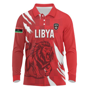 Custom Libya Football Long Sleeve Polo Shirt Yalla Libya