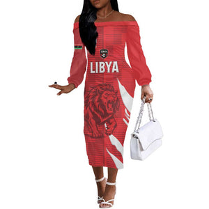 Custom Libya Football Off The Shoulder Long Sleeve Dress Yalla Libya
