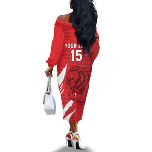 Custom Libya Football Off The Shoulder Long Sleeve Dress Yalla Libya