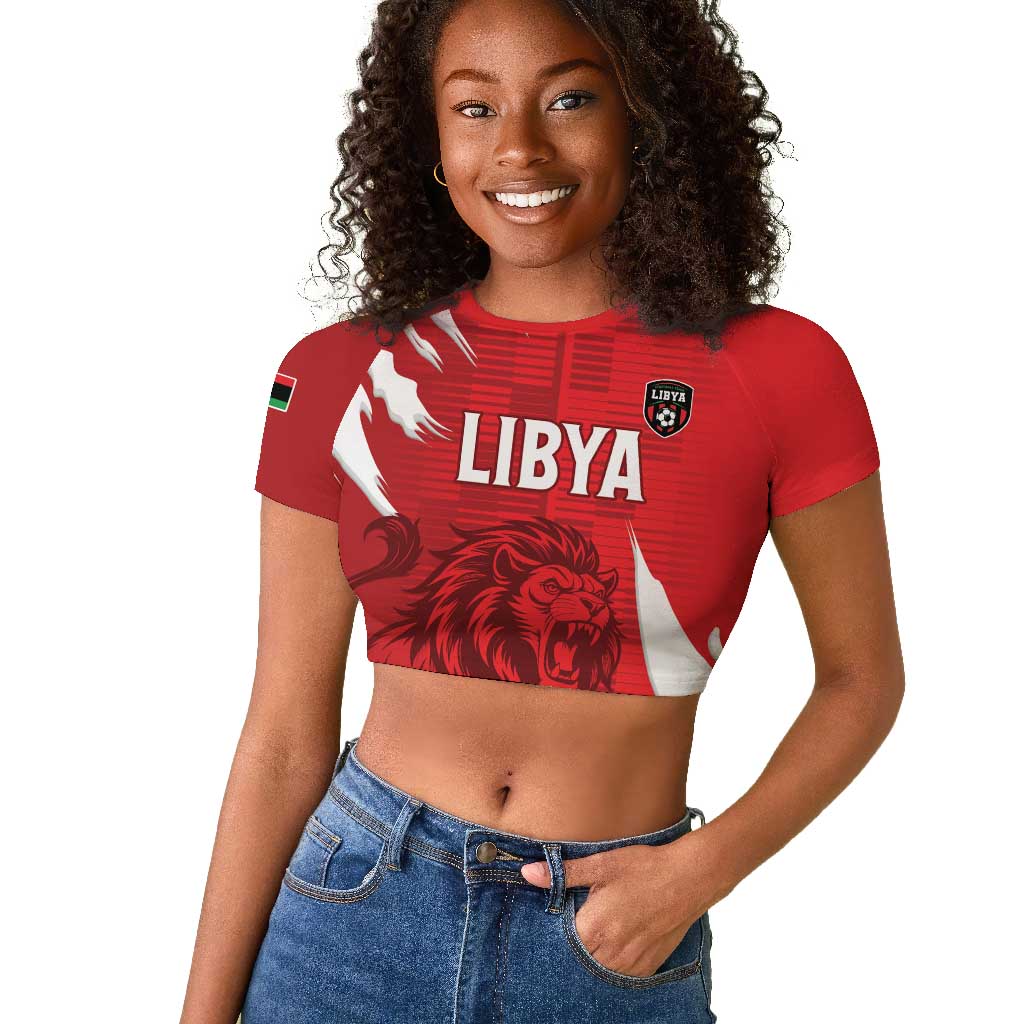 Custom Libya Football Raglan Cropped T shirt Yalla Libya