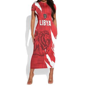 Custom Libya Football Short Sleeve Bodycon Dress Yalla Libya LT15