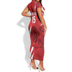 Custom Libya Football Short Sleeve Bodycon Dress Yalla Libya LT15