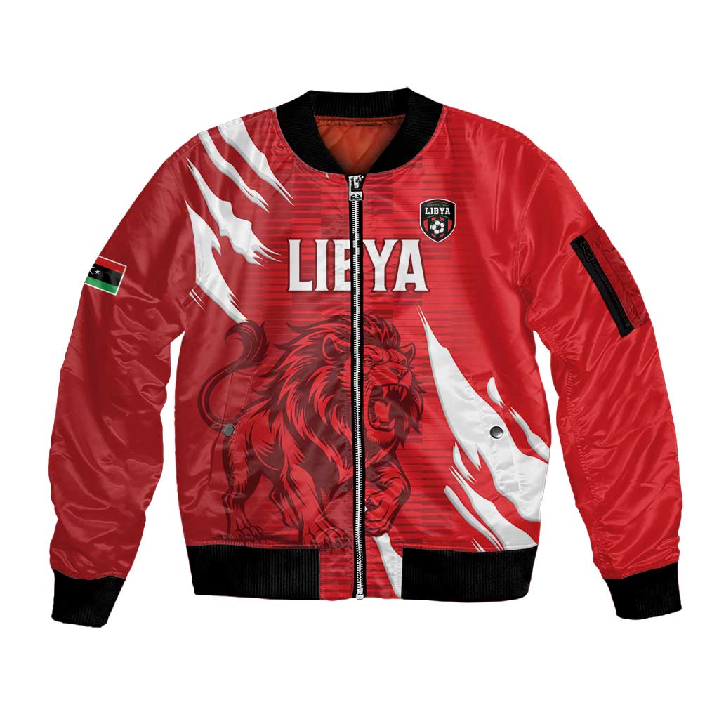 Custom Libya Football Sleeve Zip Bomber Jacket Yalla Libya