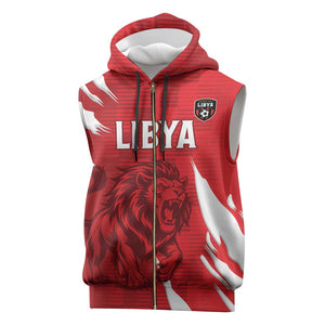 Custom Libya Football Sleeveless Zip Hoodie Yalla Libya - African Pride