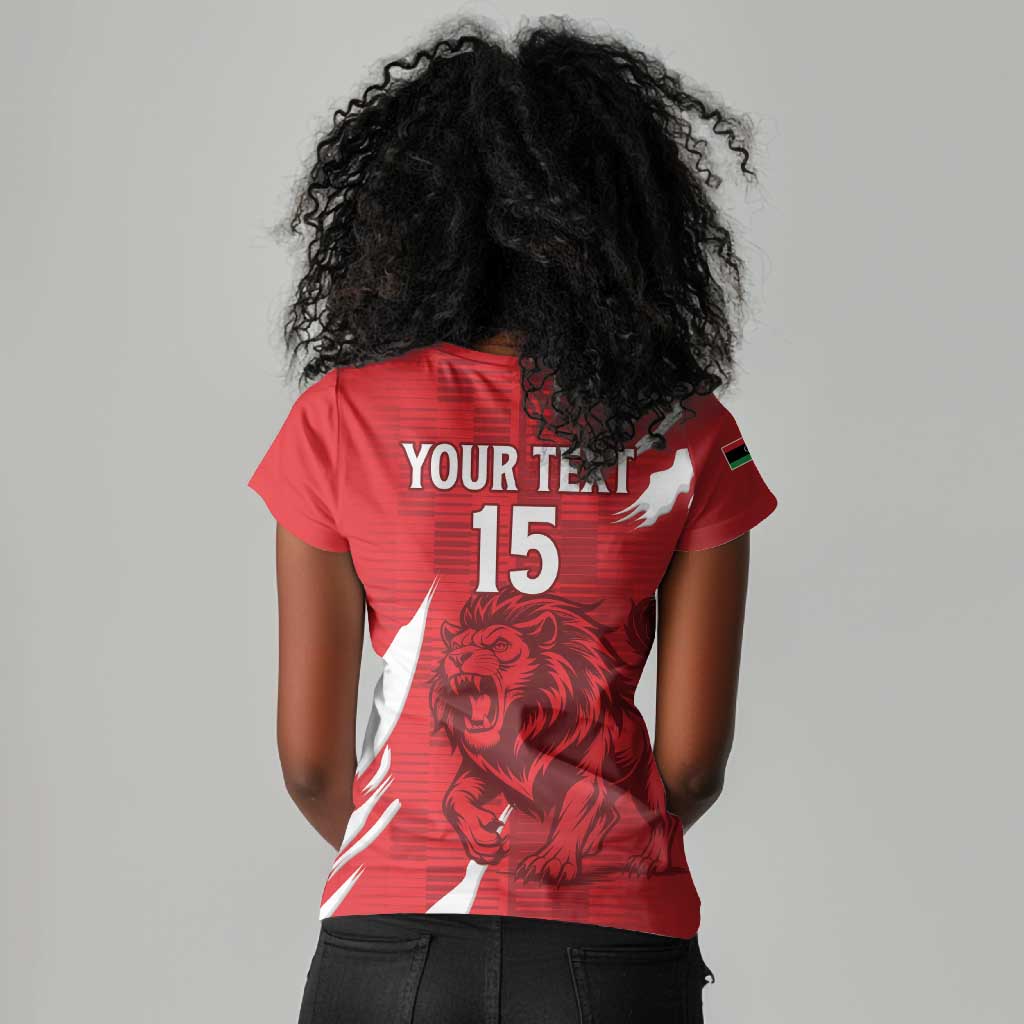 Custom Libya Football Women V-Neck T-Shirt Yalla Libya