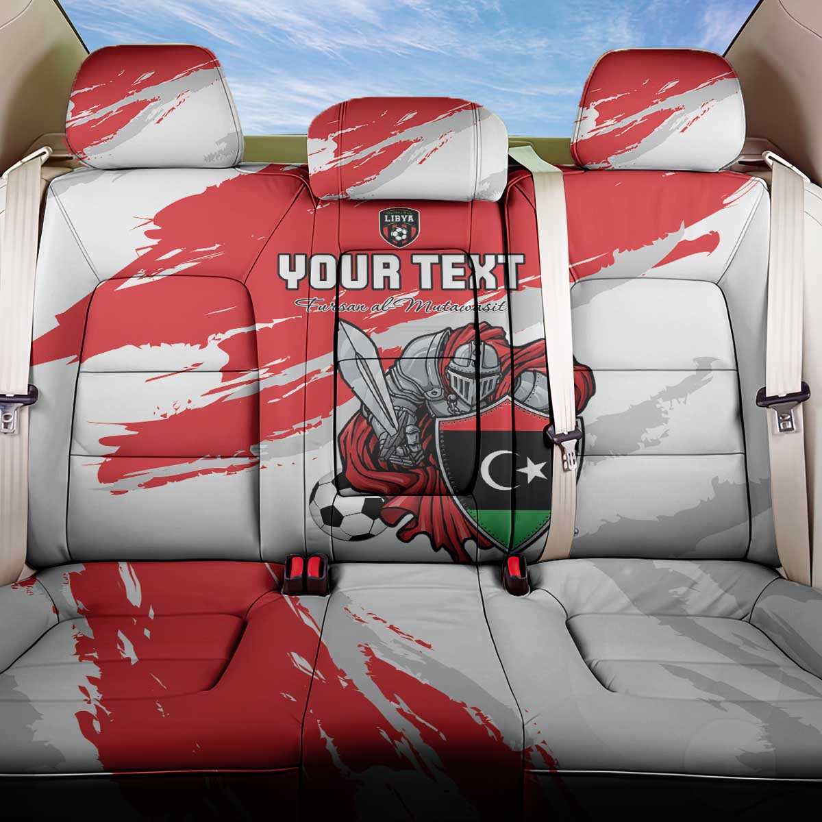 Custom Libya Football Back Car Seat Cover Forza Fursan Al-Mutawasit