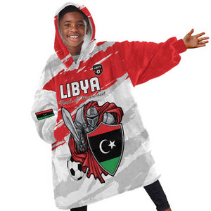 Custom Libya Football Kid Wearable Blanket Hoodie Forza Fursan Al-Mutawasit