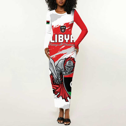 Custom Libya Football Long Sleeve Bodycon Dress Forza Fursan Al-Mutawasit LT15