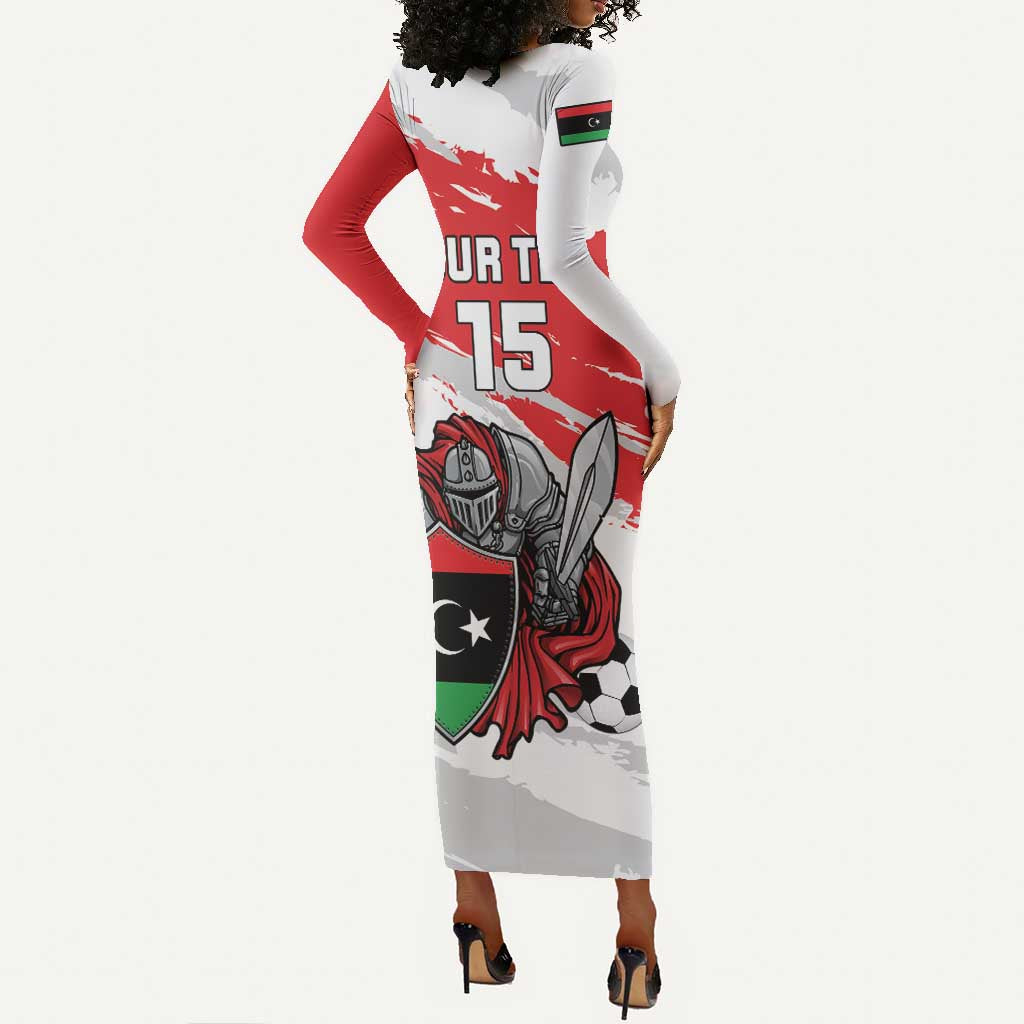 Custom Libya Football Long Sleeve Bodycon Dress Forza Fursan Al-Mutawasit LT15