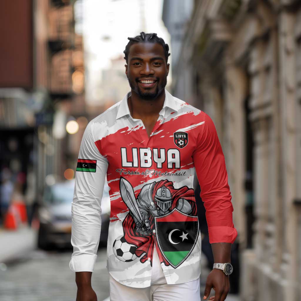 Custom Libya Football Long Sleeve Button Shirt Forza Fursan Al-Mutawasit