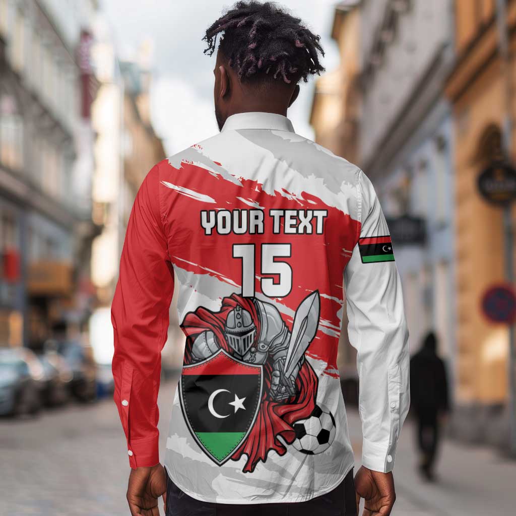 Custom Libya Football Long Sleeve Button Shirt Forza Fursan Al-Mutawasit