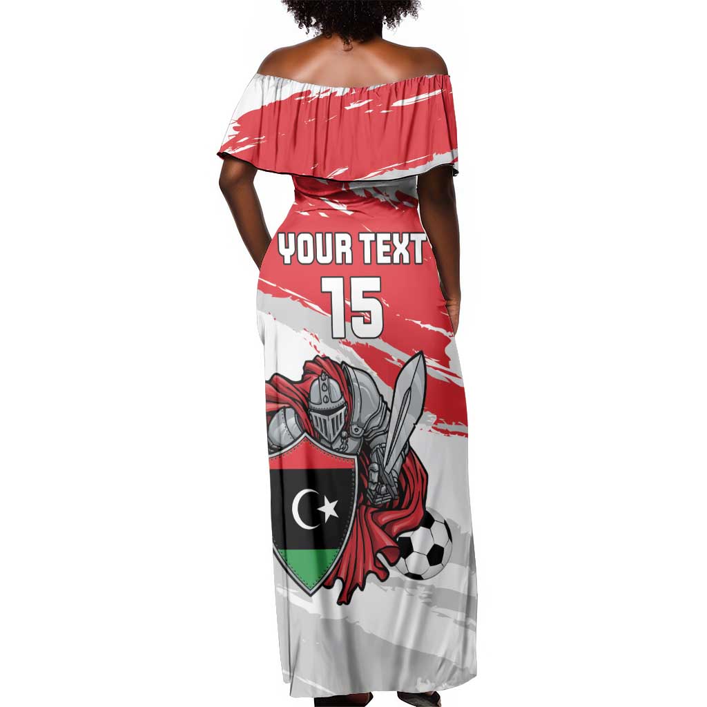 Custom Libya Football Off Shoulder Maxi Dress Forza Fursan Al-Mutawasit