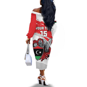 Custom Libya Football Off The Shoulder Long Sleeve Dress Forza Fursan Al-Mutawasit