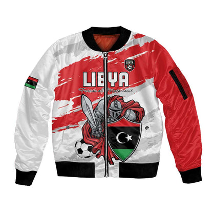 Custom Libya Football Sleeve Zip Bomber Jacket Forza Fursan Al-Mutawasit