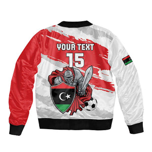 Custom Libya Football Sleeve Zip Bomber Jacket Forza Fursan Al-Mutawasit