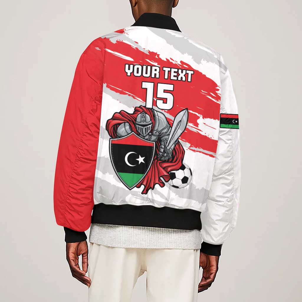 Custom Libya Football Sleeve Zip Bomber Jacket Forza Fursan Al-Mutawasit