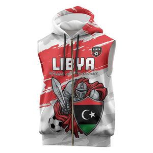 Custom Libya Football Sleeveless Zip Hoodie Forza Fursan Al-Mutawasit - African Pride