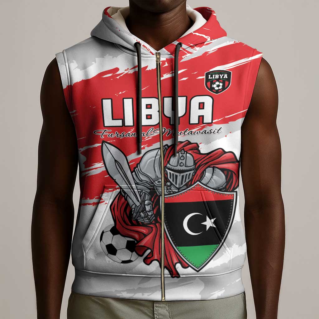 Custom Libya Football Sleeveless Zip Hoodie Forza Fursan Al-Mutawasit - African Pride