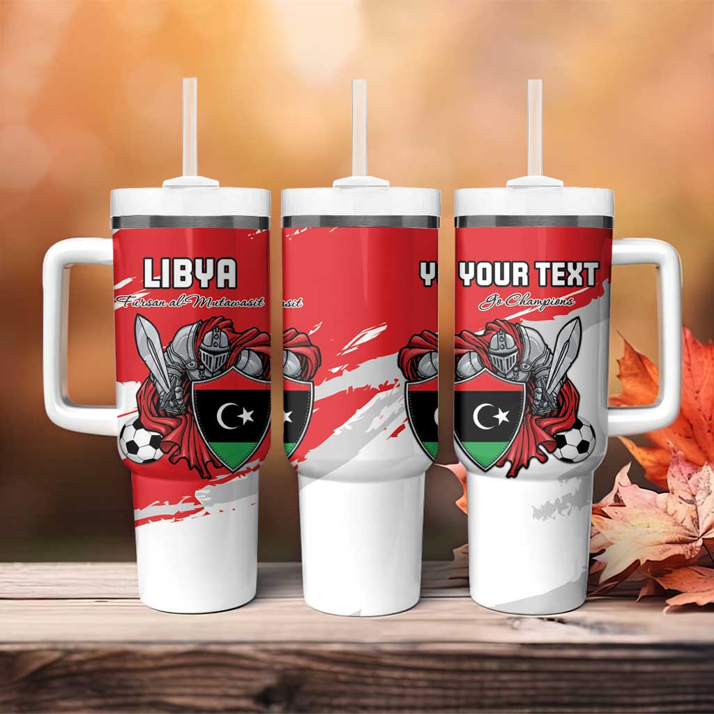 Custom Libya Football Tumbler With Handle Forza Fursan Al-Mutawasit