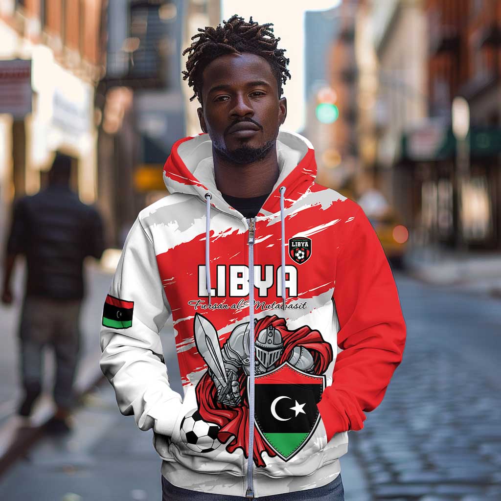Custom Libya Football Zip Hoodie Forza Fursan Al-Mutawasit