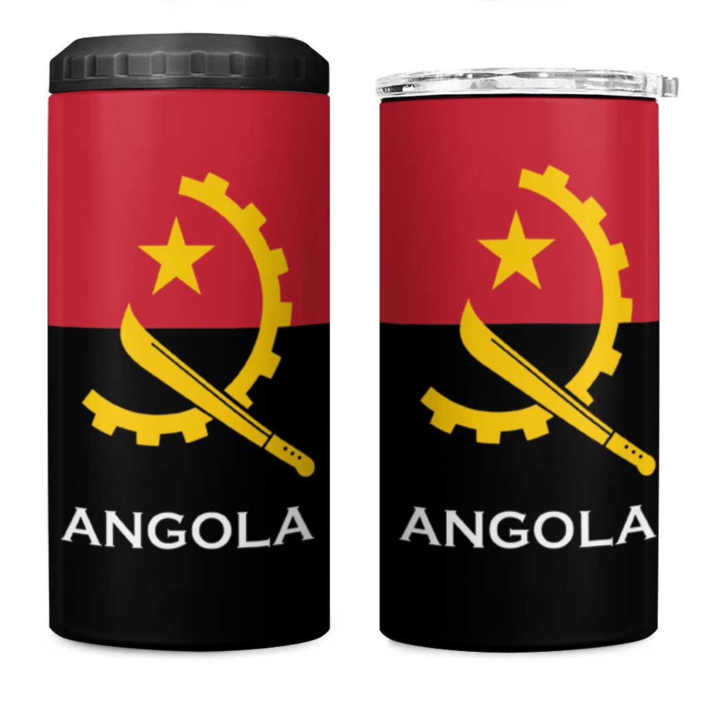 Angola Country Flag Stylized 4 in 1 Can Cooler Tumbler